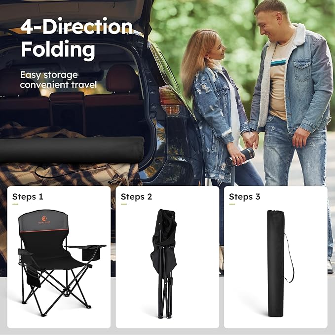 ALPHA CAMP Camping Chair 2 Pack Portable Chair - Image 8