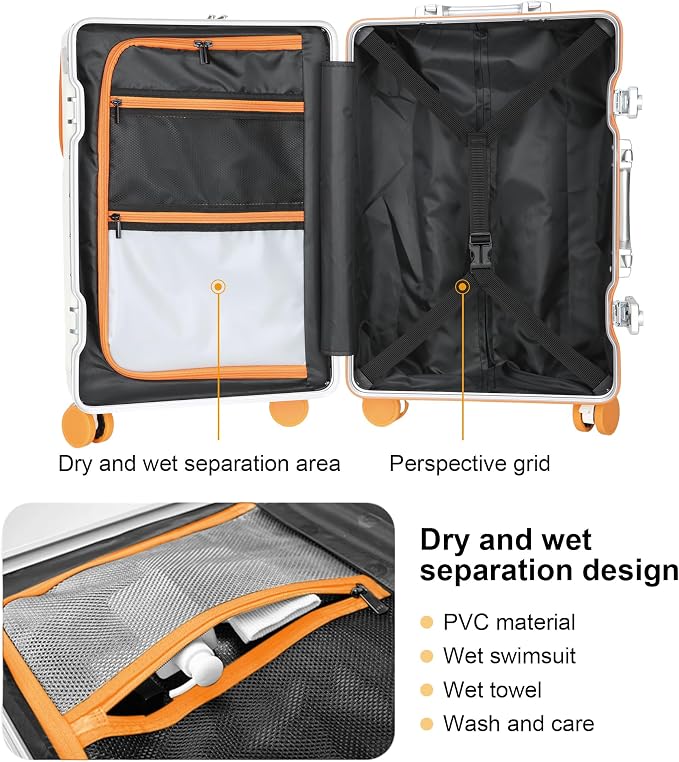 2-Piece Hardshell Zipperless Luggage Set, 20/26" Aluminum Frame Hardshell - Image 3