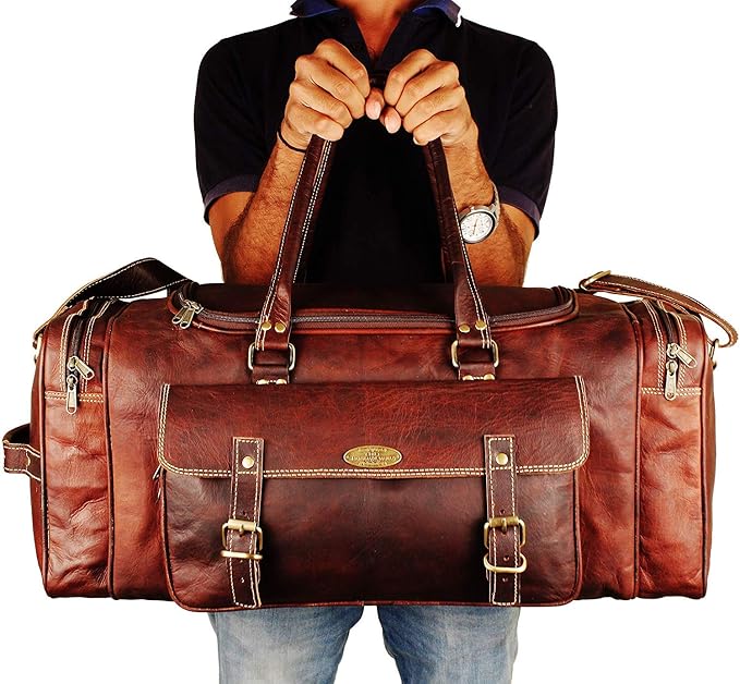 Men’s Gym Sports Overnight Weekender Bag Leather Travel Bags - Image 5