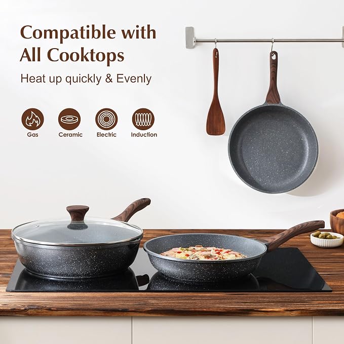 SENSARTE 12.5 Inch Nonstick Frying Pan Skillet, Swiss Granite Coating Omelette - Image 5