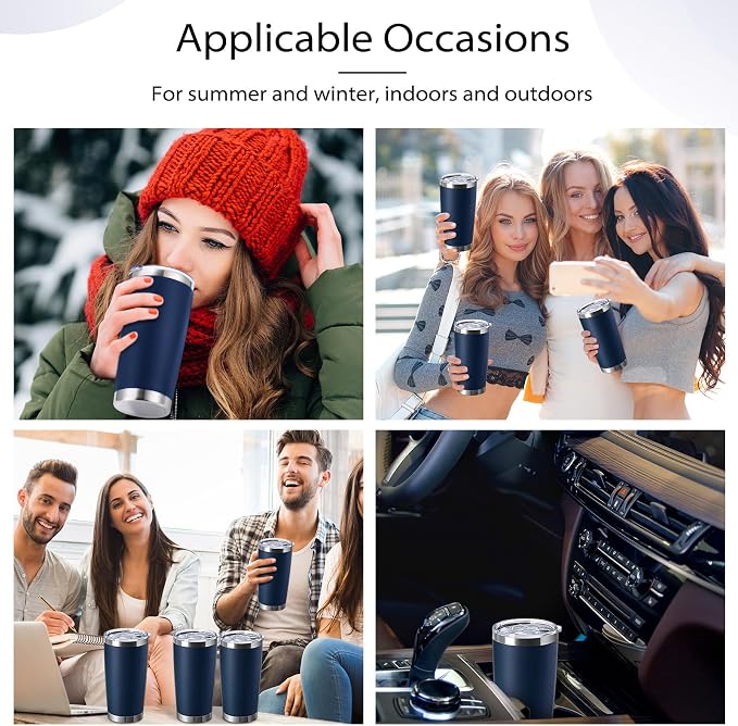 Sieral 36 Pack Stainless Steel Tumblers Bulk with Lids Double Wall Vacuum Insulated Coffee Cups Blank leakproof Powder Coated Tumblers for Engraving Wedding Graduation Party Favors(16 oz,Navy Blue) - Image 5