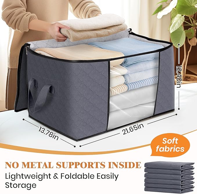 Fab totes 10 Pack Clothes Storage, Foldable Thick Fabric Blanket Storage Bags - Image 2