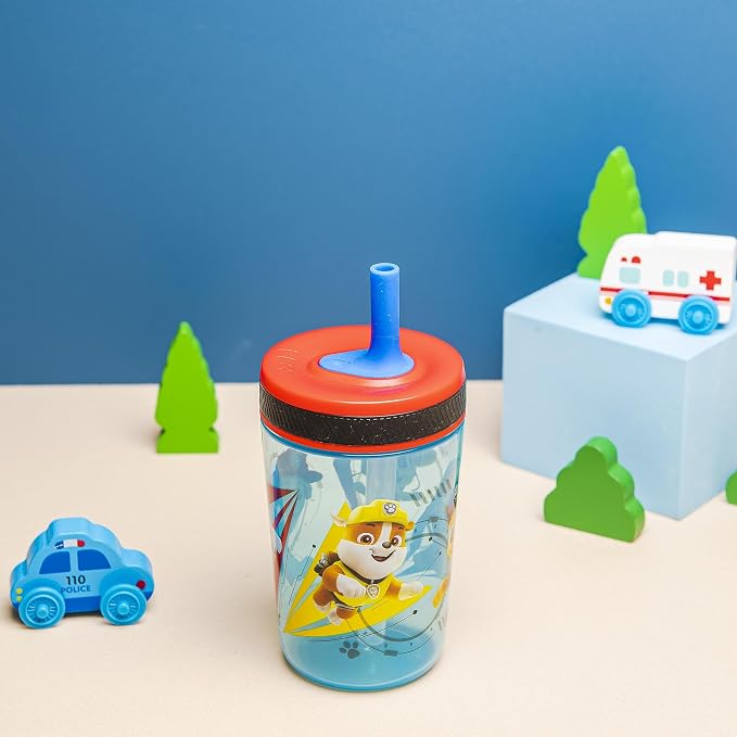 Zak Designs Kelso Tumbler 15 oz Set (Paw Patrol - Chase & Marshall 2pc Set) Toddlers Cups Leak-Proof Screw-On Lid with Straw Made of Durable Plastic and Silicone, Perfect Cup for Kids - Image 9