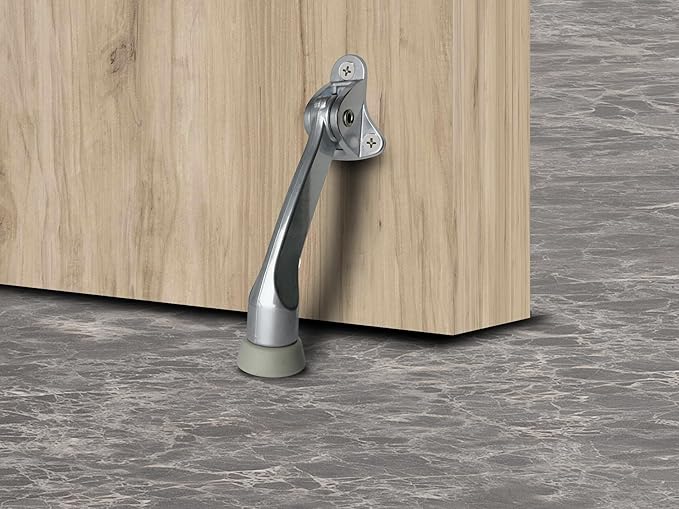 QCAA Heavy Duty Kickdown Door Stopper, Zinc Die Cast, Satin Chrome, 4 Pack - Image 4