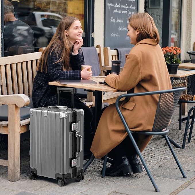 Krute Aluminum Frame Carry On Luggage 20 Inch Zipperless Luggages USB Charger - Image 8
