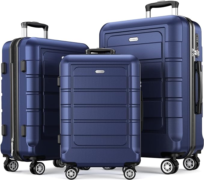 SHOWKOO Luggage Sets Expandable PC+ABS Durable Suitcase Double Wheels TSA Lock by SHOWKOO