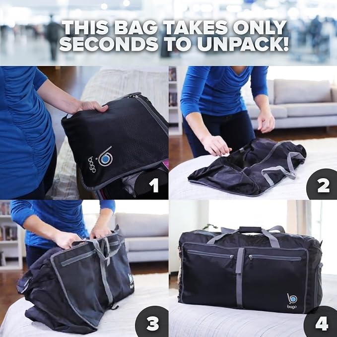 Bago Foldable Duffel Bags for Traveling Women & Men - 40L Sports Packable - Image 11