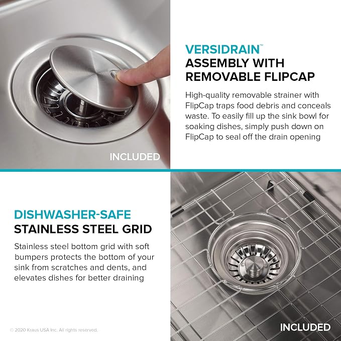KRAUS Dex 21-inch Undermount 16 Gauge Stainless Steel Single Bowl Kitchen Sink - Image 8