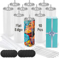 Joyclub Sublimation Tumblers 20 oz 10 Pack Flat Bottom Sublimation Blanks Bulk Stainless Steel Insulated Skinny Straight Cups with Lid and Straw, Gift Box by Joyclub
