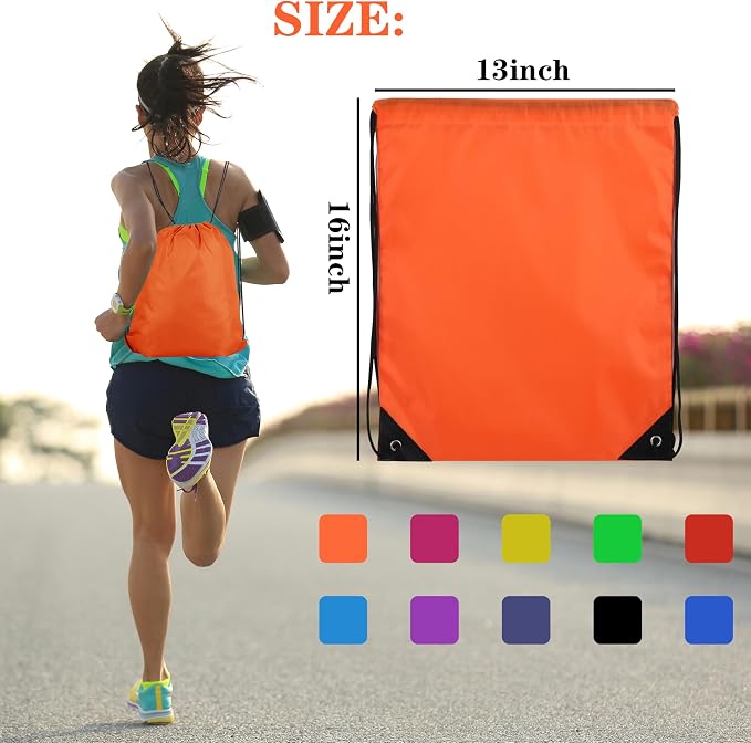 42 Pcs Drawstring Backpack Bags Sack Pack Cinch Tote Sport Storage Polyester Bag - Image 2