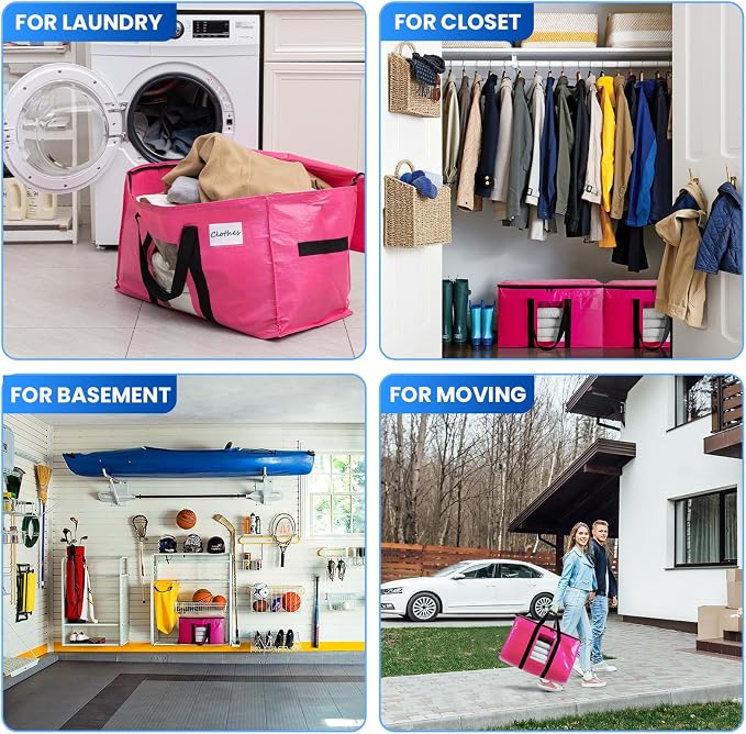 TAILI 2 Pack Pink Extra Large Moving Bags, Heavy Duty Totes - Image 9