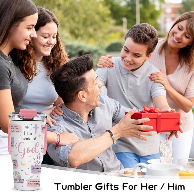 Christian Gifts for Women - 20oz I'm A Child of God Tumblers - God Tumbler with Straw & Top Handle, Leak-proof, BPA-free, Double Wall Insulated Stainless Steel Coffee Tumbler Gifts Cup for Christian - Image 8