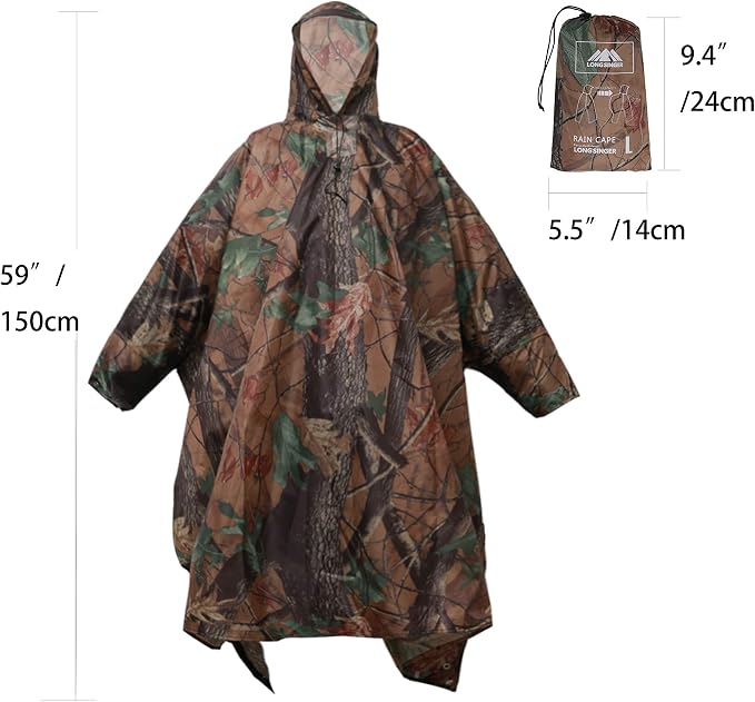 longsinger Rain Poncho for Adult, Waterproof Rain Poncho - Image 4