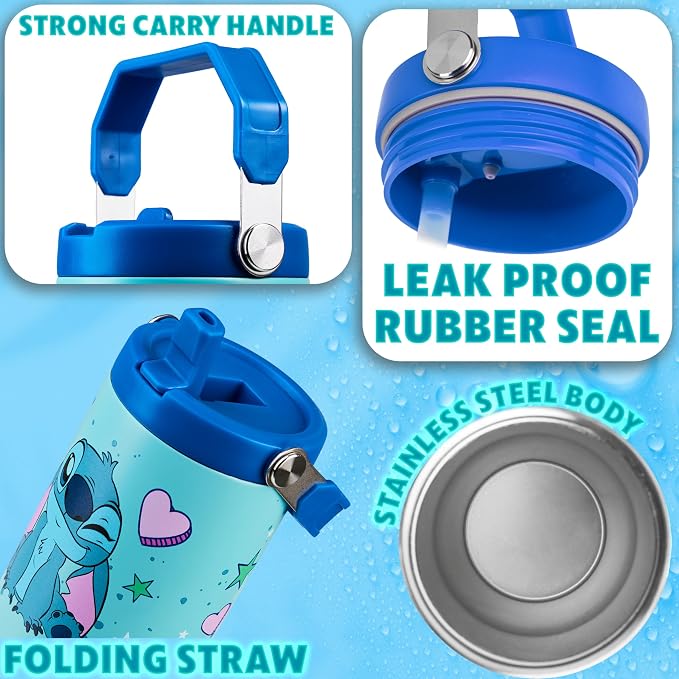Get Trend Disney Stitch Tumbler with Straw 30oz Kids Teens Insulated Cup with Lid Handle Travel Mug Cups with Lids for School Sports Gifts for Kids (Blue Stitch) - Image 4