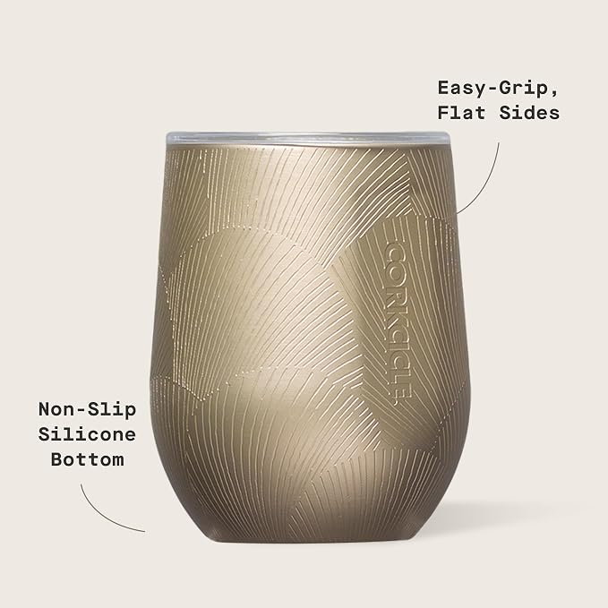 Corkcicle Stemless Wine Tumbler - Keeps Drinks Cold for 6 Hours - Triple-Insulated Stainless Steel - Non-Slip Base - Summer Drinkware Gift - Keeps Drinks Ice Cold - 12 oz - Champagne Dreams - Image 4