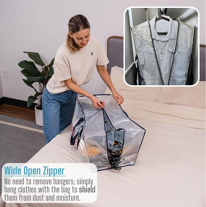 VENO 6 Pack Moving Bags Plastic Storage Totes Clothes Organization Large W - Image 2