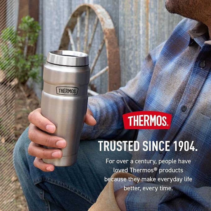 THERMOS Stainless King Vacuum-Insulated Travel Tumbler, 16 Ounce, Matte Steel - Image 7