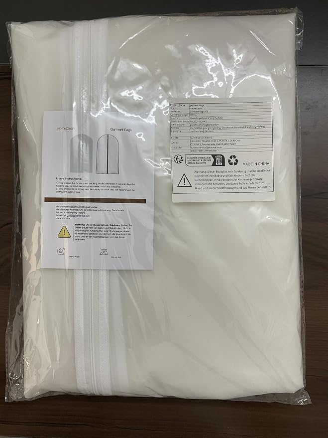 Garment Bag Covers 24'' x48'' Garment Bags White Breathable Full Zipper Dust - Image 8
