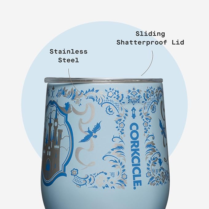 Corkcicle Stemless Insulated Wine Glass Tumbler - Beverages Cold 6 Hours & Hot 3 Hours - Stainless Steel - Easy-Grip - Summer Drinkware Gift - Keeps Drinks Ice - 12 oz - Princess Cinderella - Image 5