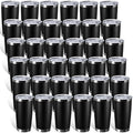Sieral 36 Pack Stainless Steel Tumblers Bulk with Lids Double Wall Vacuum Insulated Coffee Cups Blank leakproof Powder Coated Tumblers for Engraving Wedding Graduation Party Favors(16 oz,Black) by Sieral
