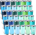 Sieral 36 Pack Stainless Steel Tumblers Bulk with Lids Double Wall Vacuum Insulated Coffee Cups Blank leakproof Powder Coated Tumblers for Engraving Wedding Graduation Party Favors(20 oz,Cool Color) by Sieral