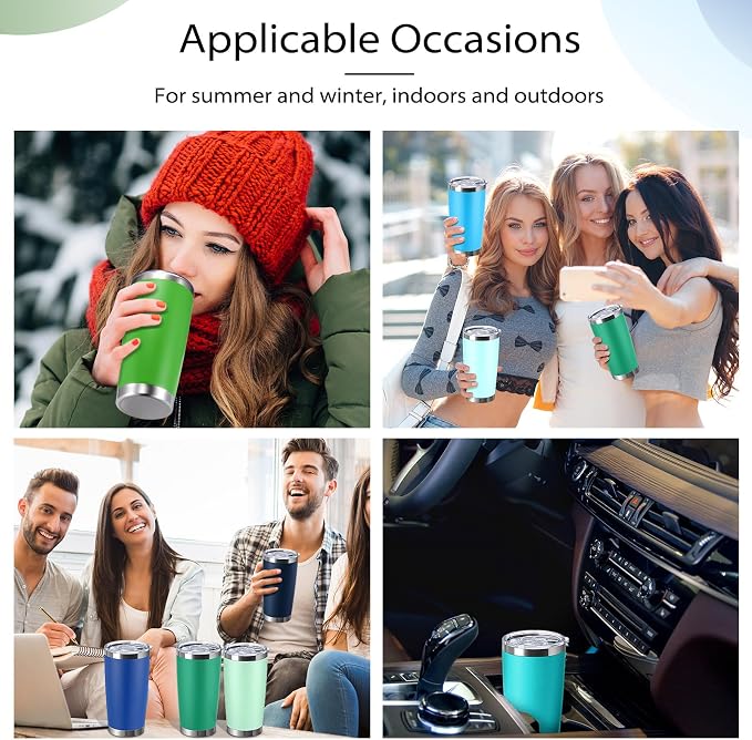 Sieral 36 Pack Stainless Steel Tumblers Bulk with Lids Double Wall Vacuum Insulated Coffee Cups Blank leakproof Powder Coated Tumblers for Engraving Wedding Graduation Party Favors(20 oz,Cool Color) - Image 6