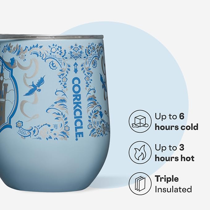 Corkcicle Stemless Insulated Wine Glass Tumbler - Beverages Cold 6 Hours & Hot 3 Hours - Stainless Steel - Easy-Grip - Summer Drinkware Gift - Keeps Drinks Ice - 12 oz - Princess Cinderella - Image 3