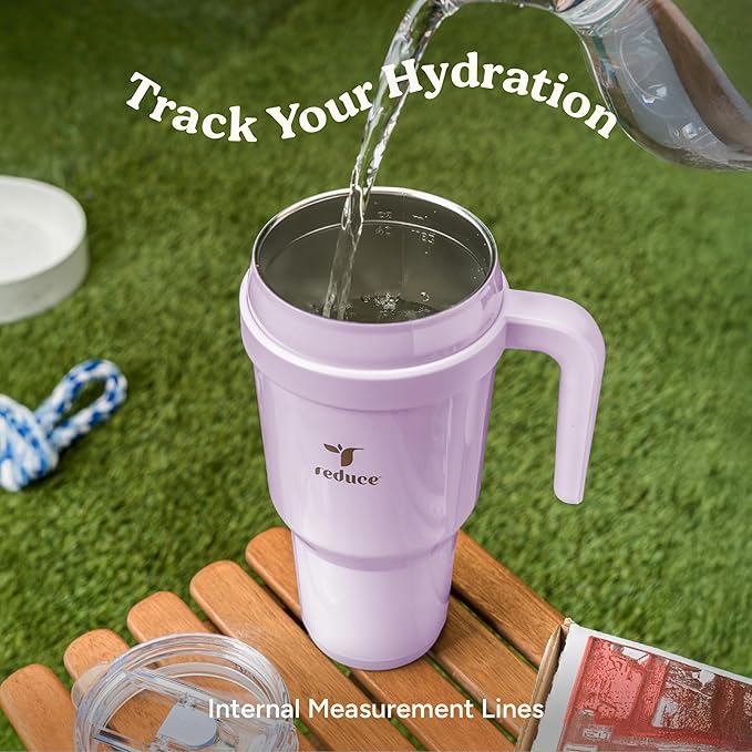 Reduce 40 oz Stainless Steel Tumbler with Handle - Dual-Wall Vacuum Insulated Travel Mug, Sweat-Proof Lid & Reusable Straw - Keeps Drinks Cold for 24 Hrs, Fits Cupholders, Dishwasher Safe-Ocean Breeze - Image 6