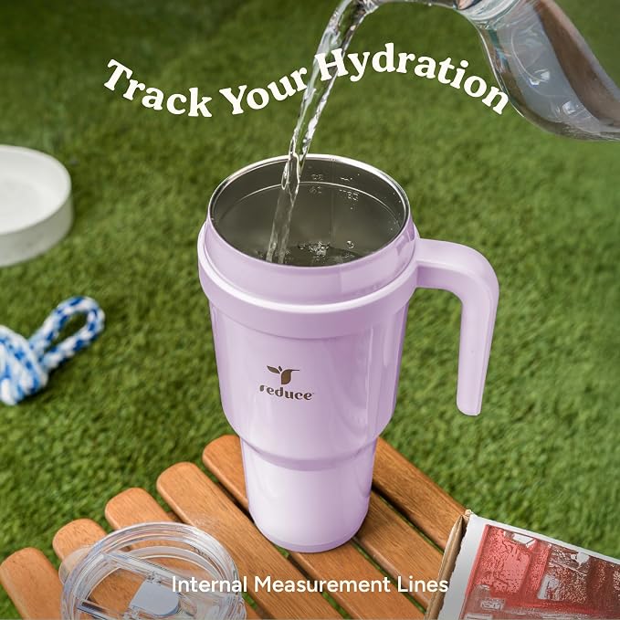 Reduce 40 oz Stainless Steel Tumbler with Handle - Dual-Wall Vacuum Insulated Travel Mug, Sweat-Proof Lid & Reusable Straw - Keeps Drinks Cold for 24 Hrs, Fits Cupholders, Dishwasher Safe -Pina Colada - Image 6