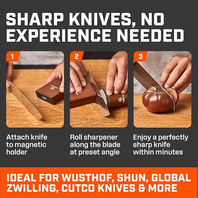 The Original Tumbler Rolling Knife Sharpener™ - Knife Sharpening Made Easy - Knife Sharpener Tool for Kitchen, Outdoor & Utility Knives - 15 & 20° Angles - Ultimate Gift for Father's Day - Image 4