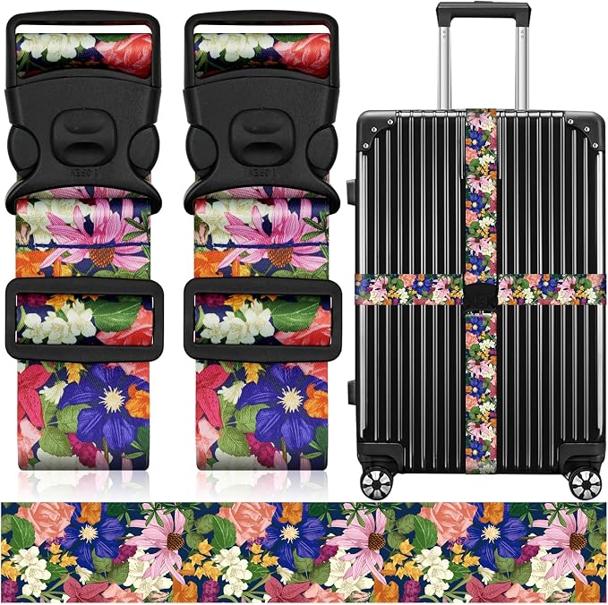 2 Pack Luggage Straps for Suitcases, Adjustable Travel Belt by ZHOMA