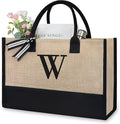 TOPDesign Initial Jute/Canvas Tote Bag, Personalized Present Bag, Suitable by TOPDesign