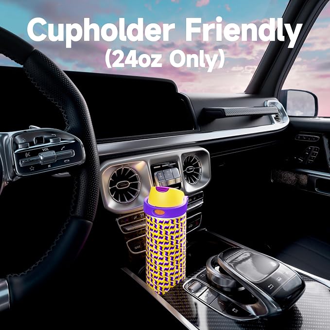 24 oz Insulated Water Bottle with Straw: Meoky Stainless Steel Water Bottle with Holder and Strap - Leak Proof, Cold for 24 Hours, Fits in Car Cup Holder, BPA-Free for Travel Sports Gym, Optic Wave - Image 8