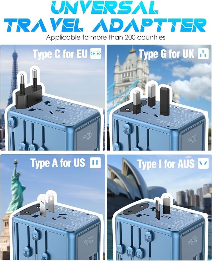 35W PD Universal Travel Adapter Fast Charging Offers 3X2.4A USB-A Ports - Image 3