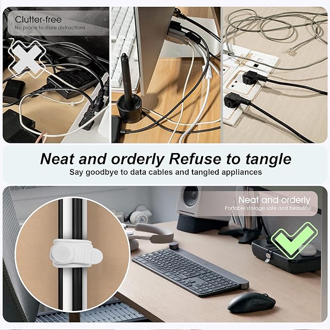 Nearockle 24Pcs Silicone Cable Straps Cord Organizer - Image 5
