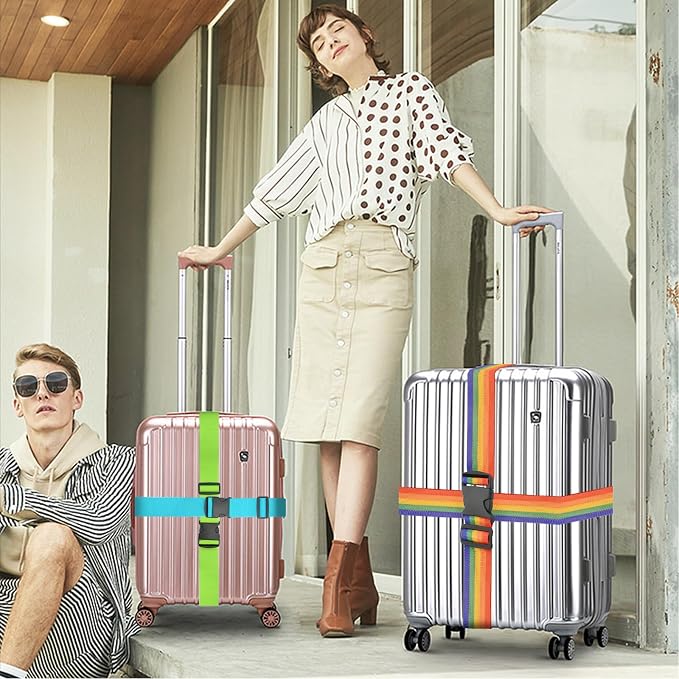 BILIONE 4 Pack Luggage Straps 79" Long Belts Keep Suitcase Secure While - Image 5