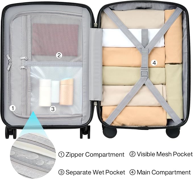 Hanke 24 Inch Luggage with Spinner Wheels Lightweight PC Hard Shell Suitcases - Image 6