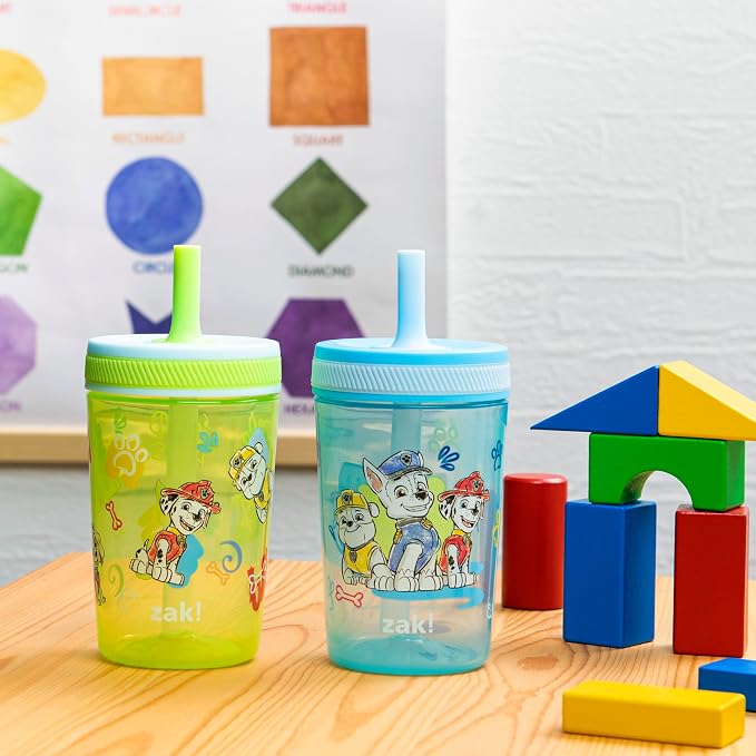Zak Designs PAW Patrol Kelso Toddler Cups For Travel or At Home, 15oz 2-Pack Durable Plastic Sippy Cups With Leak-Proof Design is Perfect For Kids (Chase, Marshall, Rubble, & More) - Image 3