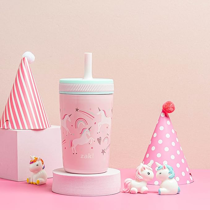 Zak Designs Kelso Toddler Cups For Travel or At Home, 12oz Vacuum Insulated Stainless Steel Sippy Cup With Leak-Proof Design is Perfect For Kids (Fanciful Unicorn) - Image 3