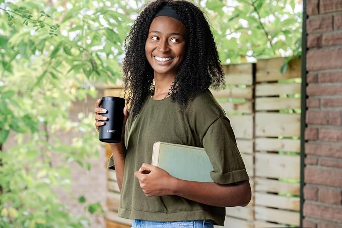 Ello Jones Stainless Steel Travel Coffee Mug - Travel Tea Mug, 11oz, Black - Image 2