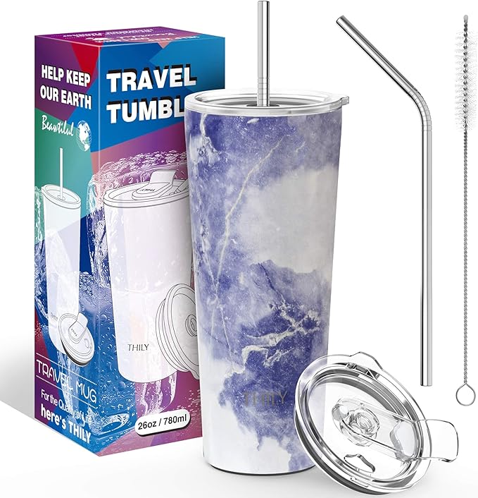 THILY Stainless Steel Vacuum Insulated Tumbler Travel Mug 26 oz Coffee Cup - Image 5