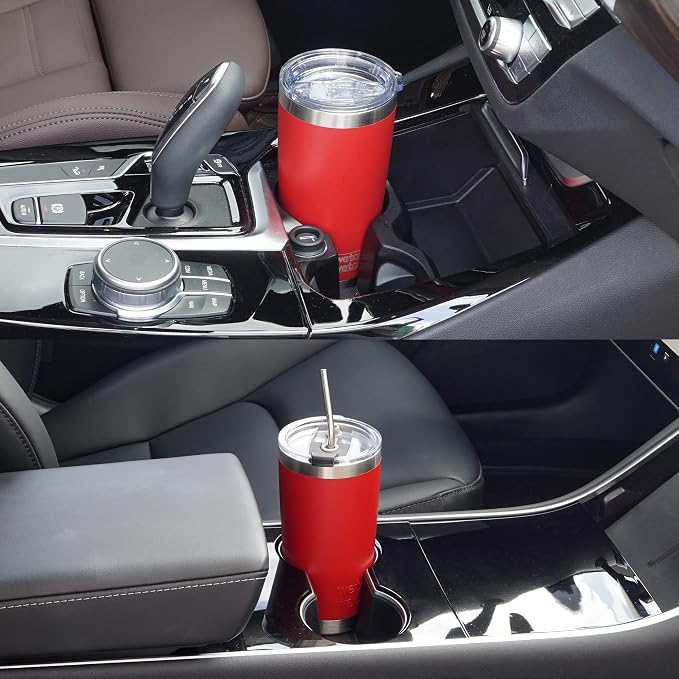 WETOWETO 20oz Tumbler with 2 lids and 2 straws, Stainless Steel Vacuum Insulated Water Coffee Tumbler Cup, Double Wall Powder Coated Leak-proof Travel Mug (Red, 1 Pack) - Image 6