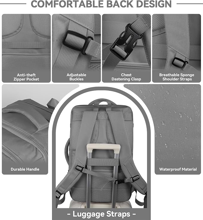 60L Travel Laptop Backpack for Men, Extra Large Backpack, Big Capacity Carry On - Image 5