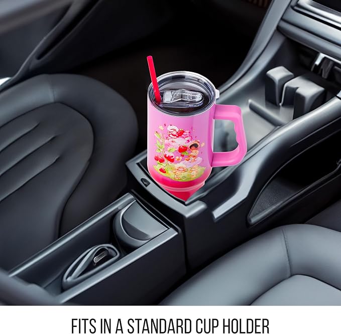 Silver Buffalo Care Bears and Strawberry Shortcake Ombre Double Walled Stainless Steel Tumbler with Handle, Fits in Standard Cup Holder, 40 Ounces - Image 6
