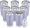 20 oz Tumbler with Lid Stainless Steel Insulated Tumblers Bulk Double Wall Vacuum Cups Powder Coated Travel Mug Keep Drink Cold and Hot, Cosmic Lilac, 8 Pack by Orebigo