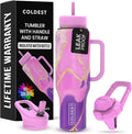Coldest Tumbler with Handle and Straw - 100% Leak Proof Insulated Tumbler with Lid and Straw (3 Lids) - Stainless Steel Tumblers for Women & Men - Cup Holder Friendly Base, 46 oz (Princess Luna) by Coldest