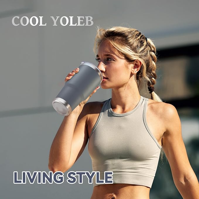 30 oz Tumbler with Lid Stainless Steel Tumblers Bulk Vacuum Insulated Cup Reusable Powder Coated Travel Mug Double Wall Leak Proof Cups Keep Cold Drinks for 12 Hours Gray, Set of 8 - Image 7