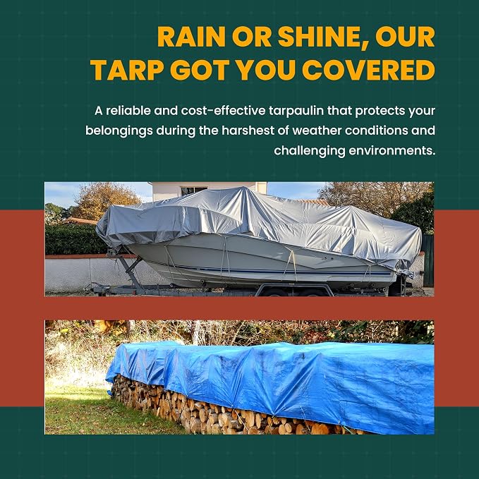 Tarp Cover 24X24 Silver/Black Heavy Duty Thick Material, Waterproof, RV Or Pool - Image 6