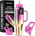 Coldest Tumbler with Handle and Straw - 100% Spill Proof Tumbler with Straw (3 Lids) - Stainless Steel Insulated Leakproof Tumblers for Women & Men - Cup Holder Friendly - 46 oz (SunTan Nova) by Coldest