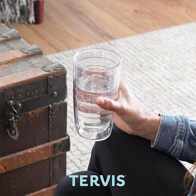 Tervis Clear & Colorful Tabletop Made in USA Double Walled Insulated Tumbler Travel Cup Keeps Drinks Cold & Hot, 16oz - 4pk, Clear and Red - Image 8